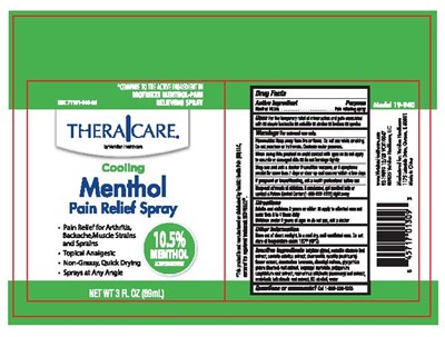 Label (Theracare Menthol Spray)